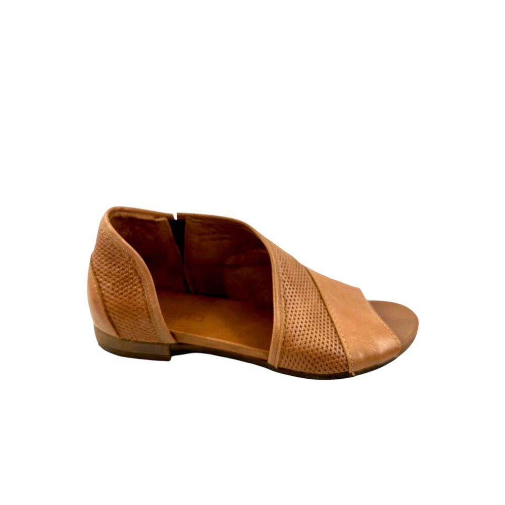 Bueno Tahiti Half D`Orsay Tan Peep Toe Leather Flat Sandals EU 39 US 8.5 Boho - Picture 5 of 13